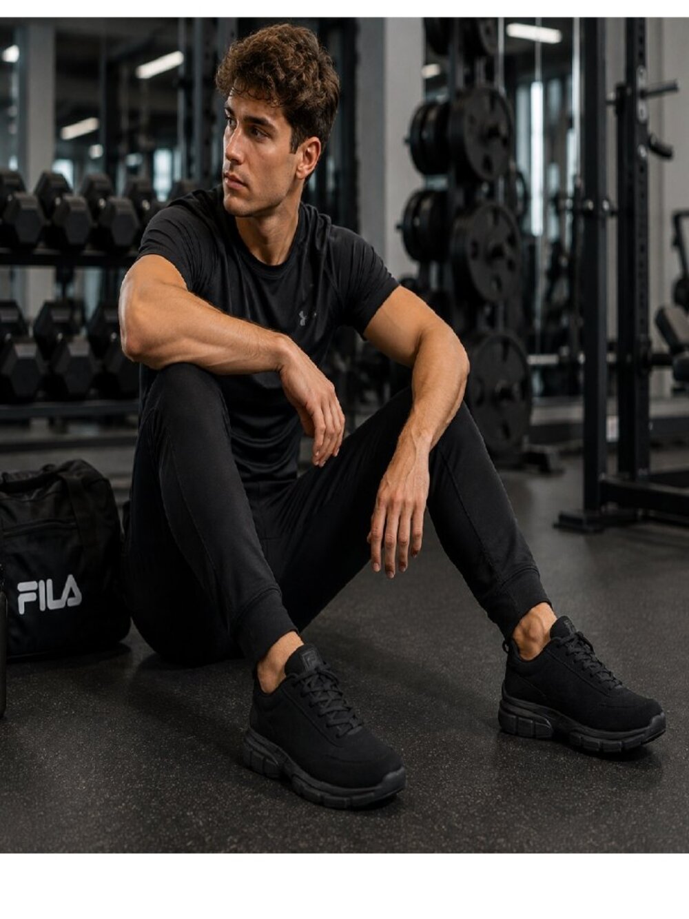 FILA Disruptor SE Men’s Sneakers – Triple Black Chunky Athletic Shoes